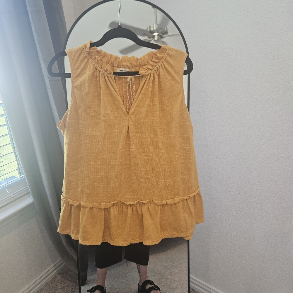 Max Studio Mustard Ruffle Blouse